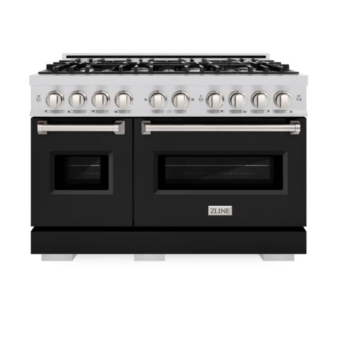 ZLINE Classic Gas Range Convection Gas Oven in Stainless Steel with Black Matte Doors