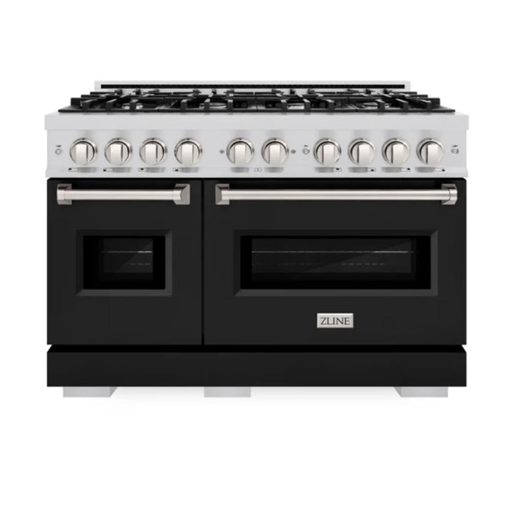 ZLINE Classic Gas Range Convection Gas Oven in Stainless Steel with Black Matte Doors