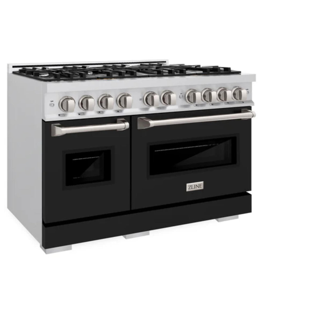 ZLINE Classic Gas Range Convection Gas Oven in Stainless Steel with Black Matte Doors