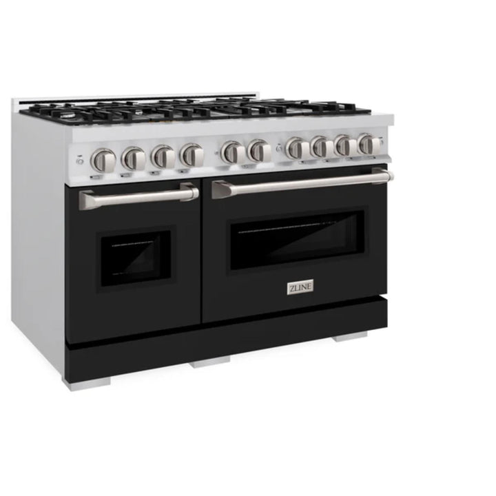 ZLINE Classic Gas Range Convection Gas Oven in Stainless Steel with Black Matte Doors