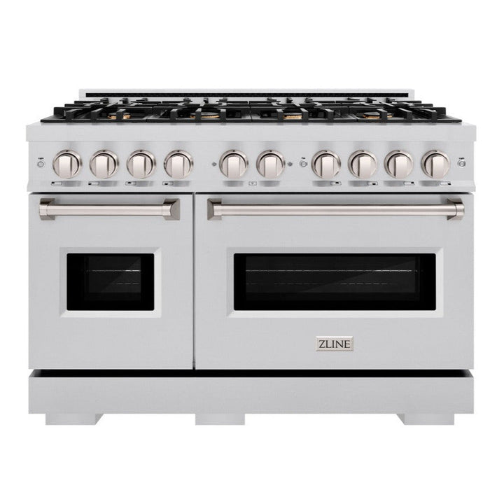 ZLINE 48" 6.7 cu. ft. Classic Double Oven Dual Fuel Range in Stainless Steel with 8 Brass Burners, CDR-BR-48