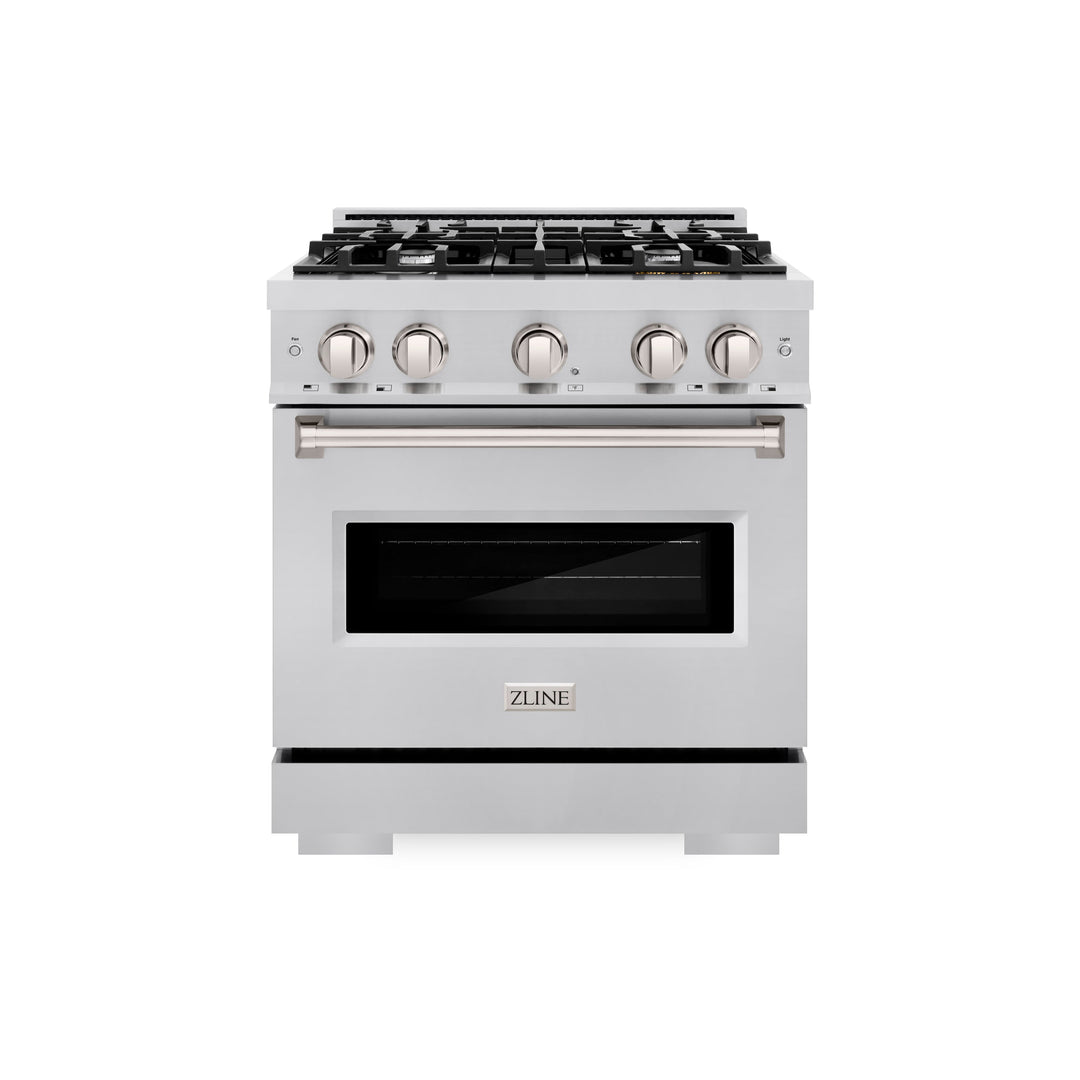 ZLINE 30 in. 4.2 cu. ft. Classic Dual Fuel Range with 4 Burner Gas Cooktop and Electric Convection Oven in Stainless Steel, Open Box-Excellent Condition