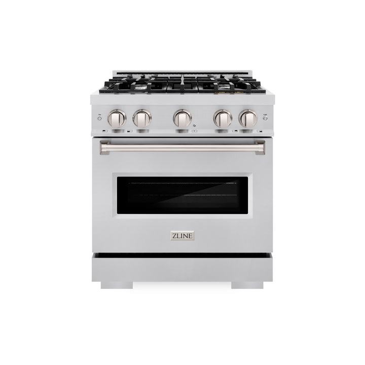 ZLINE 30 in. 4.2 cu. ft. Classic Dual Fuel Range with 4 Burner Gas Cooktop and Electric Convection Oven in Stainless Steel, Open Box-Excellent Condition