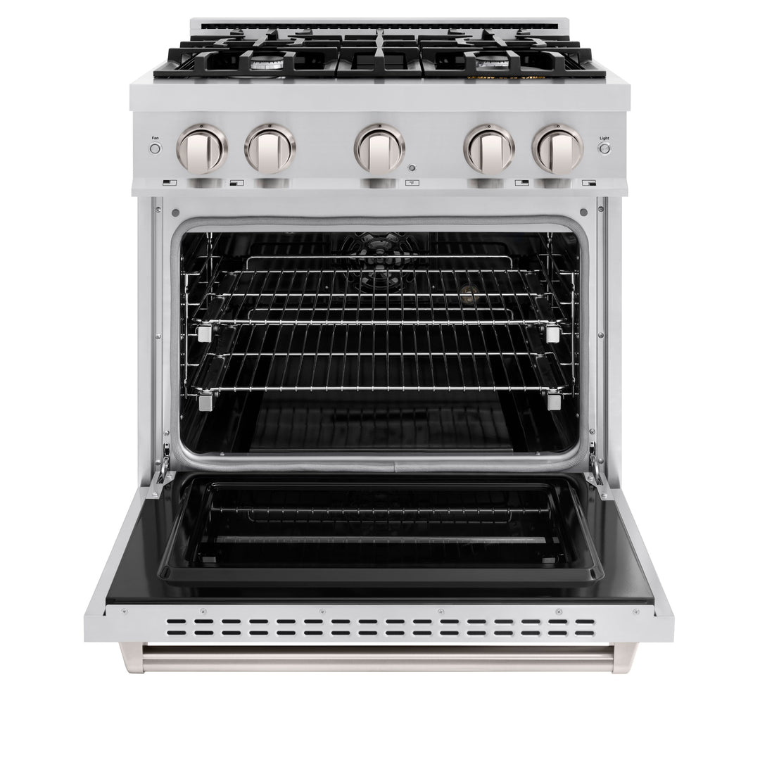 ZLINE 30 in. 4.2 cu. ft. Classic Dual Fuel Range with 4 Burner Gas Cooktop and Electric Convection Oven in Stainless Steel, Open Box-Excellent Condition