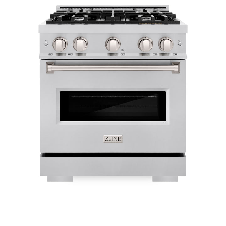 ZLINE 30 in. 4.2 cu. ft. Classic Dual Fuel Range with 4 Burner Gas Cooktop and Electric Convection Oven in Stainless Steel, Open Box-Excellent Condition