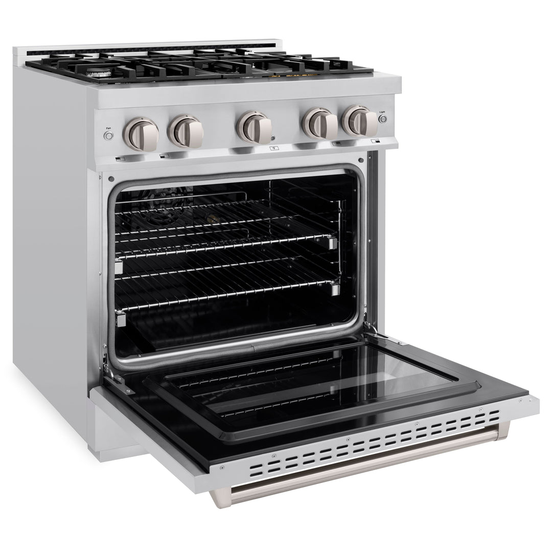 ZLINE 30 in. 4.2 cu. ft. Classic Dual Fuel Range with 4 Burner Gas Cooktop and Electric Convection Oven in Stainless Steel, Open Box-Excellent Condition