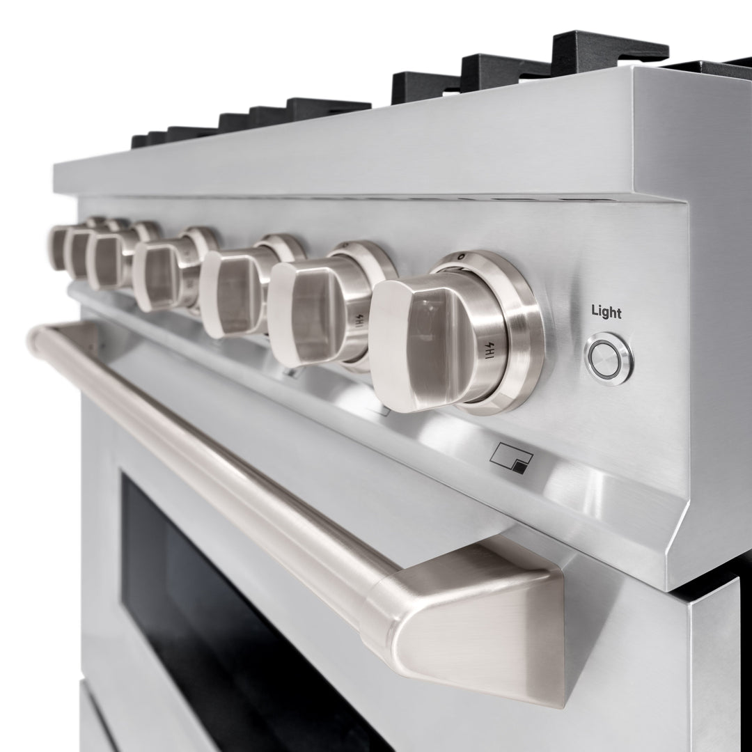 ZLINE 36 in. 5.2 cu. ft. Classic Dual Fuel Range with 6 Burner Gas Cooktop and Electric Convection Oven in Stainless Steel, Open Box-Excellent Condition