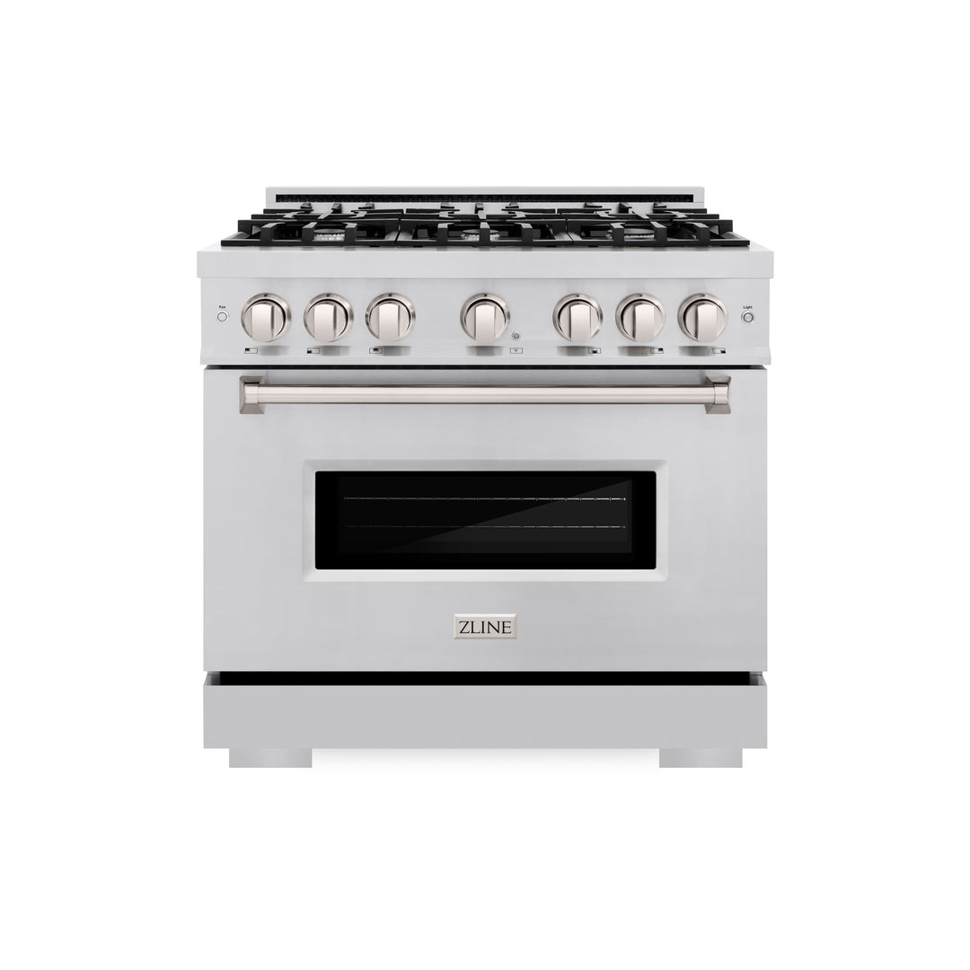 ZLINE 36 in. 5.2 cu. ft. Classic Dual Fuel Range with 6 Burner Gas Cooktop and Electric Convection Oven in Stainless Steel, Open Box-Excellent Condition