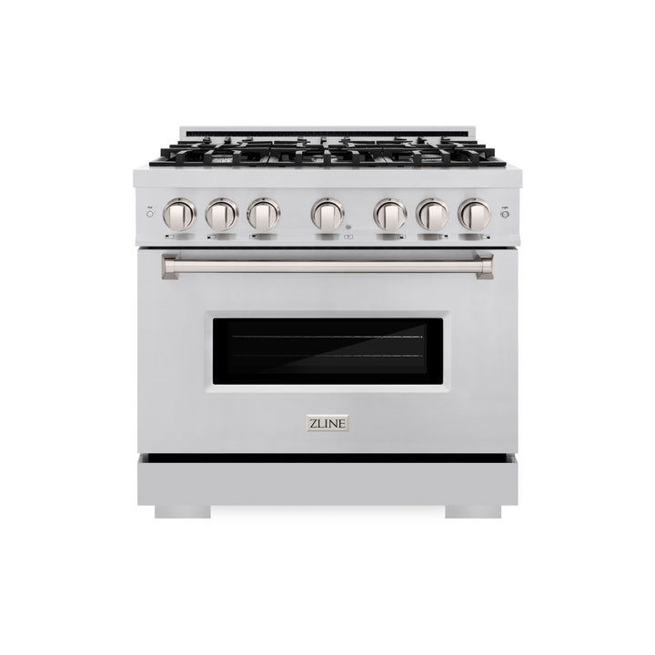 ZLINE 36 in. 5.2 cu. ft. Classic Dual Fuel Range with 6 Burner Gas Cooktop and Electric Convection Oven in Stainless Steel, Open Box-Excellent Condition