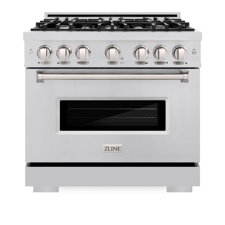 ZLINE 36 in. 5.2 cu. ft. Classic Dual Fuel Range with 6 Burner Gas Cooktop and Electric Convection Oven in Stainless Steel, Open Box-Excellent Condition