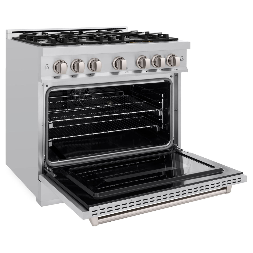 ZLINE 36 in. 5.2 cu. ft. Classic Dual Fuel Range with 6 Burner Gas Cooktop and Electric Convection Oven in Stainless Steel, Open Box-Excellent Condition