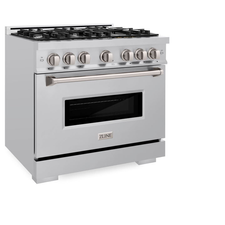 ZLINE 36 in. 5.2 cu. ft. Classic Dual Fuel Range with 6 Burner Gas Cooktop and Electric Convection Oven in Stainless Steel, Open Box-Excellent Condition