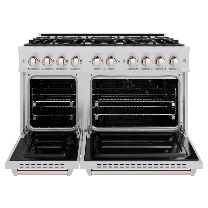 ZLINE 48 in. 6.7 cu. ft. Classic Double Oven Dual Fuel Range with 8 Burner Gas Cooktop in Stainless Steel, Open Box-Excellent Condition