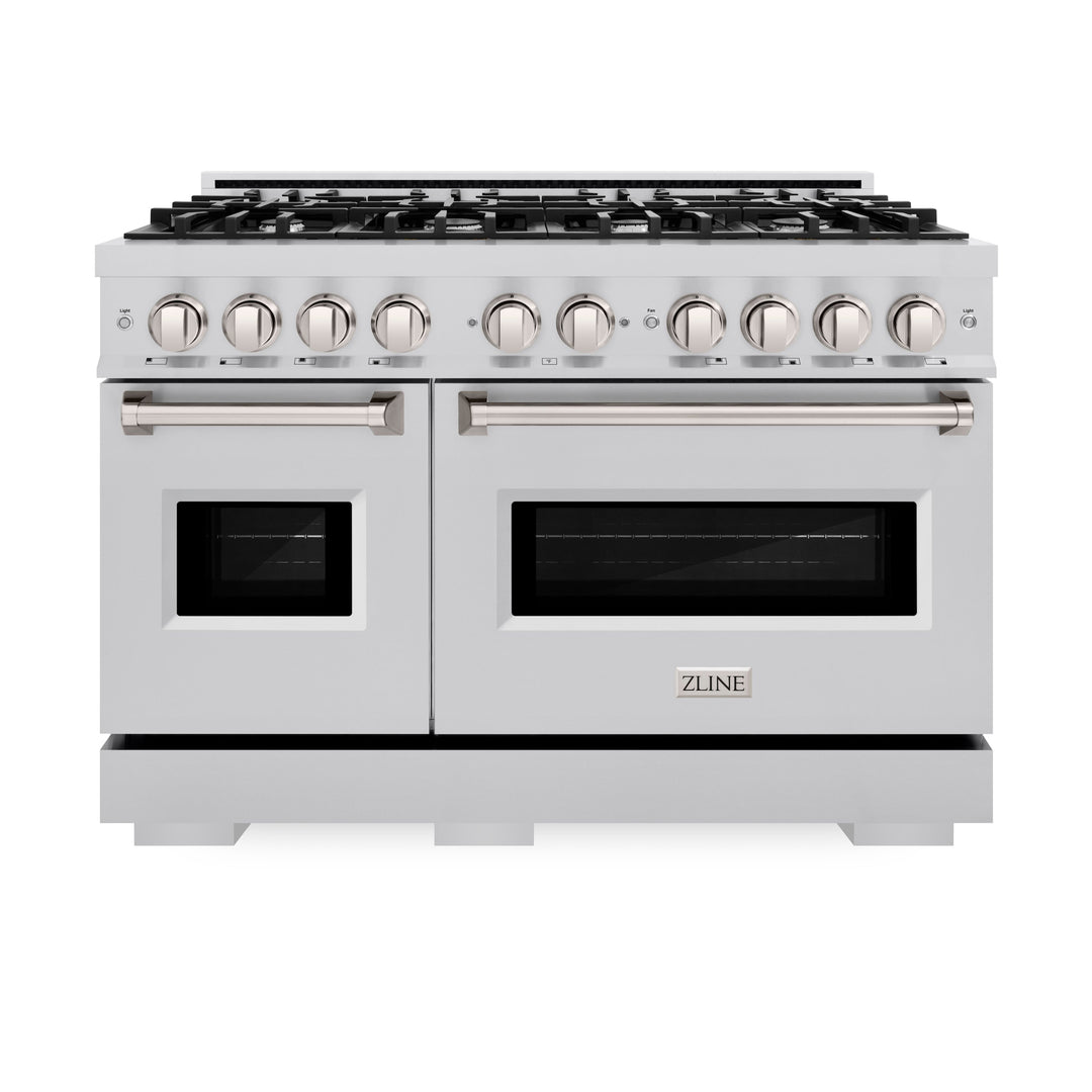 ZLINE 48 in. 6.7 cu. ft. Classic Double Oven Dual Fuel Range with 8 Burner Gas Cooktop in Stainless Steel, Open Box-Excellent Condition