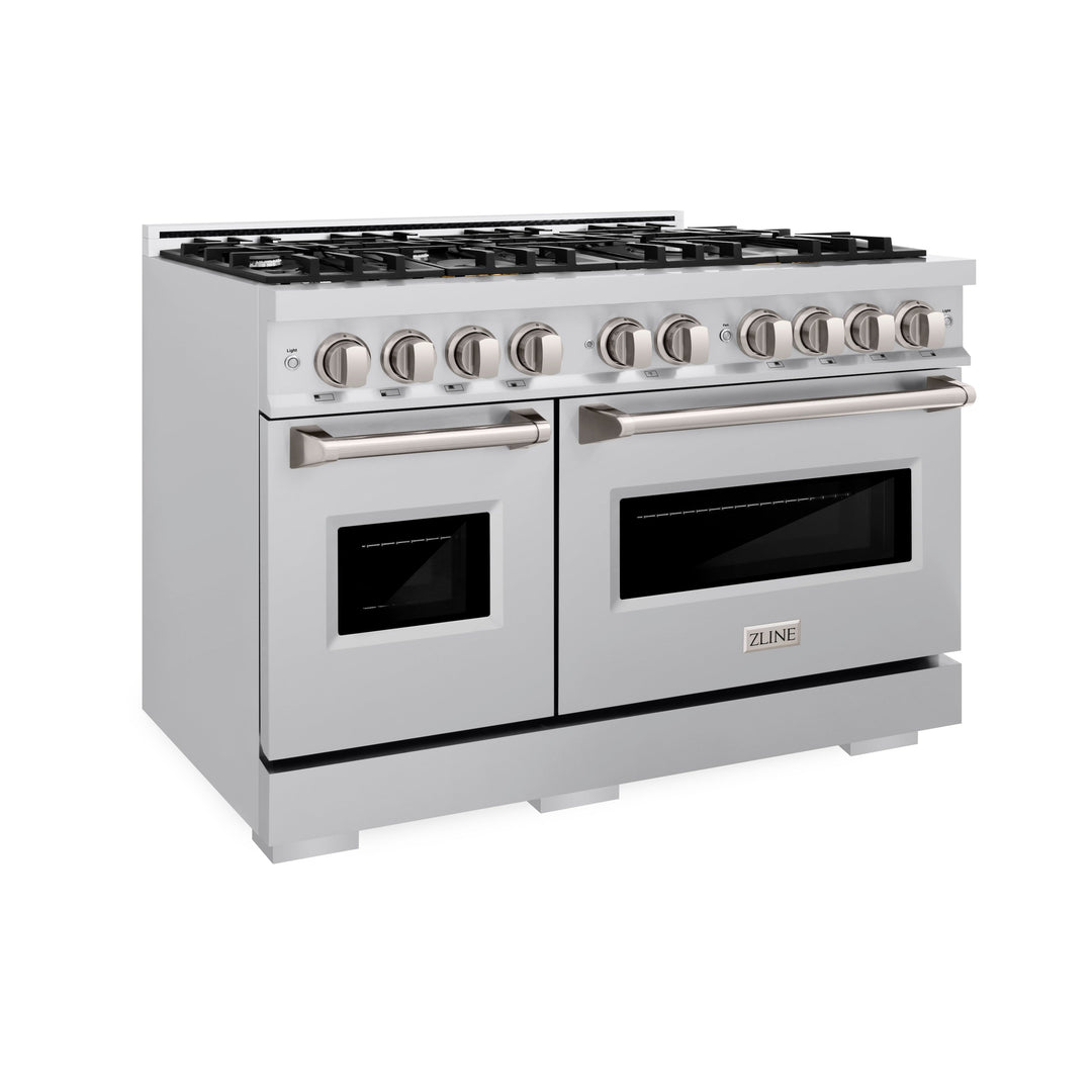 ZLINE 48 in. 6.7 cu. ft. Classic Double Oven Dual Fuel Range with 8 Burner Gas Cooktop in Stainless Steel, Open Box-Excellent Condition