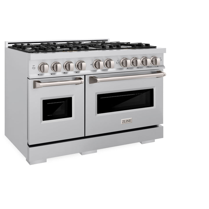 ZLINE 48 in. 6.7 cu. ft. Classic Double Oven Dual Fuel Range with 8 Burner Gas Cooktop in Stainless Steel, Open Box-Excellent Condition