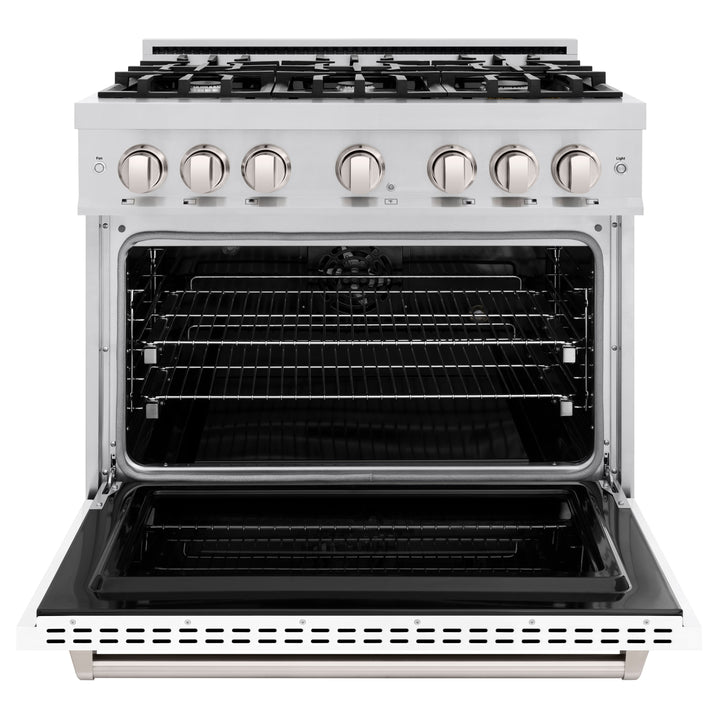 ZLINE 36" 5.2 cu. ft. Classic Dual Fuel Range with 6 Burners in Stainless Steel with White Matte Door, CDR-WM-36