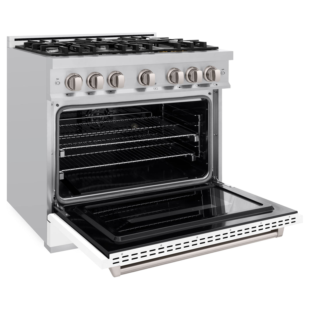 ZLINE 36" 5.2 cu. ft. Classic Dual Fuel Range with 6 Burners in Stainless Steel with White Matte Door, CDR-WM-36