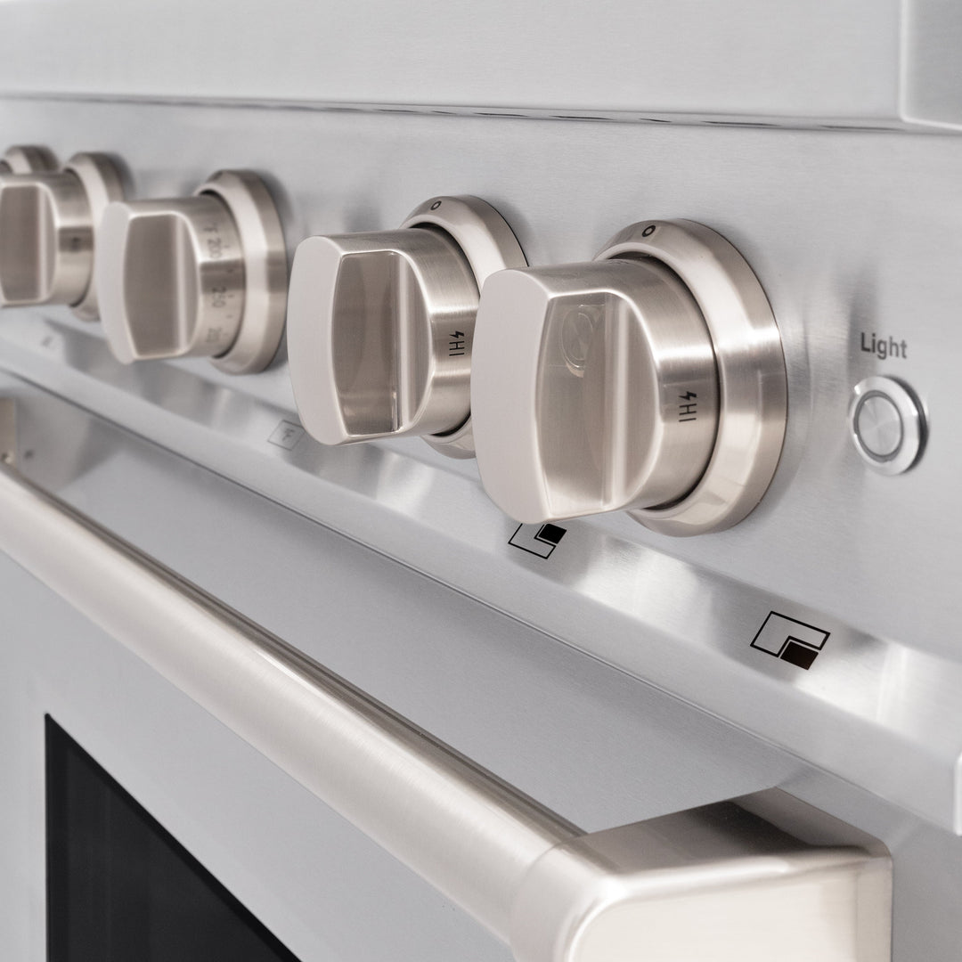 ZLINE 30 in. 4.2 cu. ft. Classic Dual Fuel Range with 4 Burner Gas Cooktop and Electric Convection Oven in Stainless Steel, Open Box-Excellent Condition