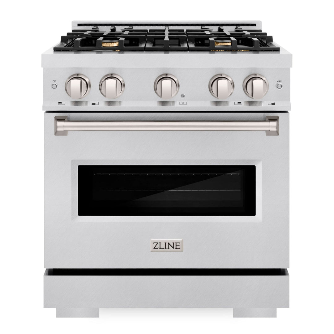 ZLINE 30" 4.2 cu. ft. Classic Gas Range with Convection Gas Oven in Stainless Steel with 4 Brass Burners, CGR-BR-30