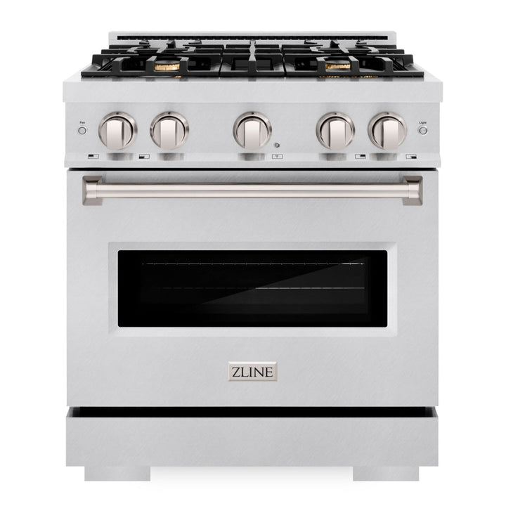 ZLINE 30" 4.2 cu. ft. Classic Gas Range with Convection Gas Oven in Stainless Steel with 4 Brass Burners, CGR-BR-30