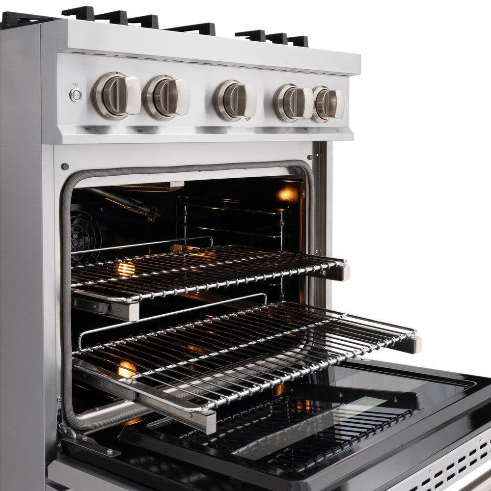 ZLINE 30" 4.2 cu. ft. Classic Gas Range with Convection Gas Oven in Stainless Steel with 4 Brass Burners, CGR-BR-30