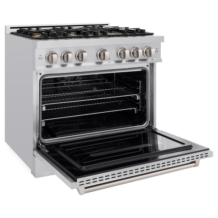 ZLINE 36" 5.2 cu. ft. Classic Gas Range with Convection Gas Oven in Stainless Steel with 6 Brass Burners, CGR-BR-36