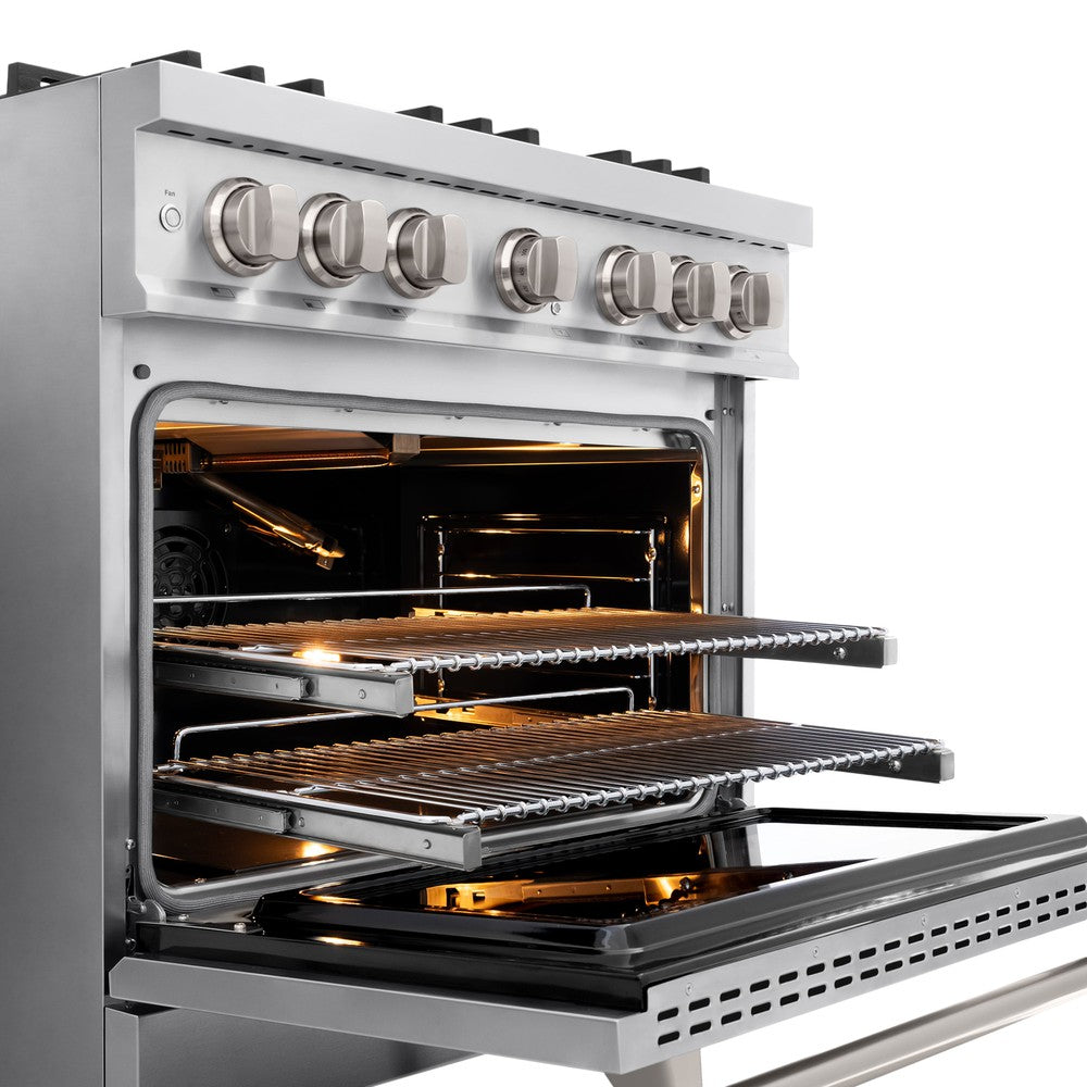 ZLINE 36" 5.2 cu. ft. Classic Gas Range with Convection Gas Oven in Stainless Steel with 6 Brass Burners, CGR-BR-36