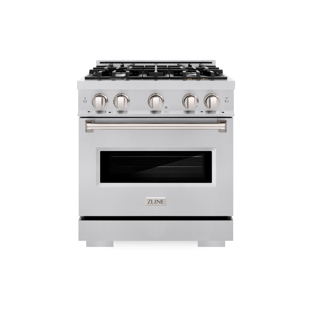 ZLINE 30 in. 4.2 cu. ft. Classic Gas Range with 4 Burner Cooktop and Convection Gas Oven in Stainless Steel, Open Box-Excellent Condition