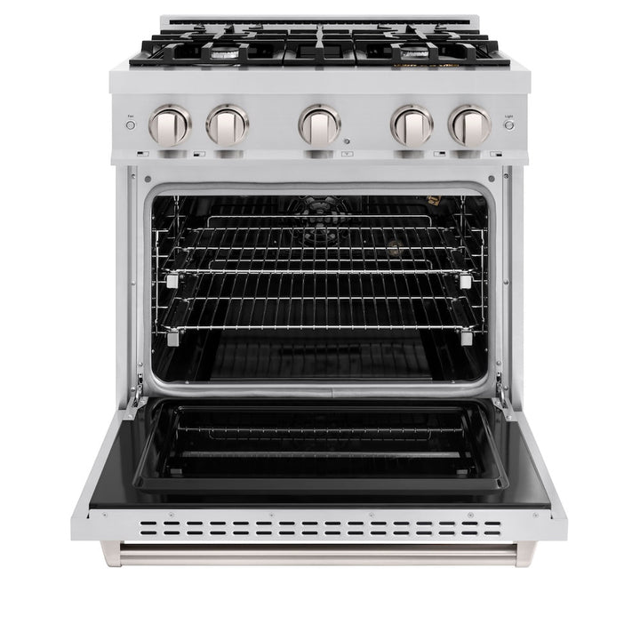 ZLINE 30 in. 4.2 cu. ft. Classic Gas Range with 4 Burner Cooktop and Convection Gas Oven in Stainless Steel, Open Box-Excellent Condition