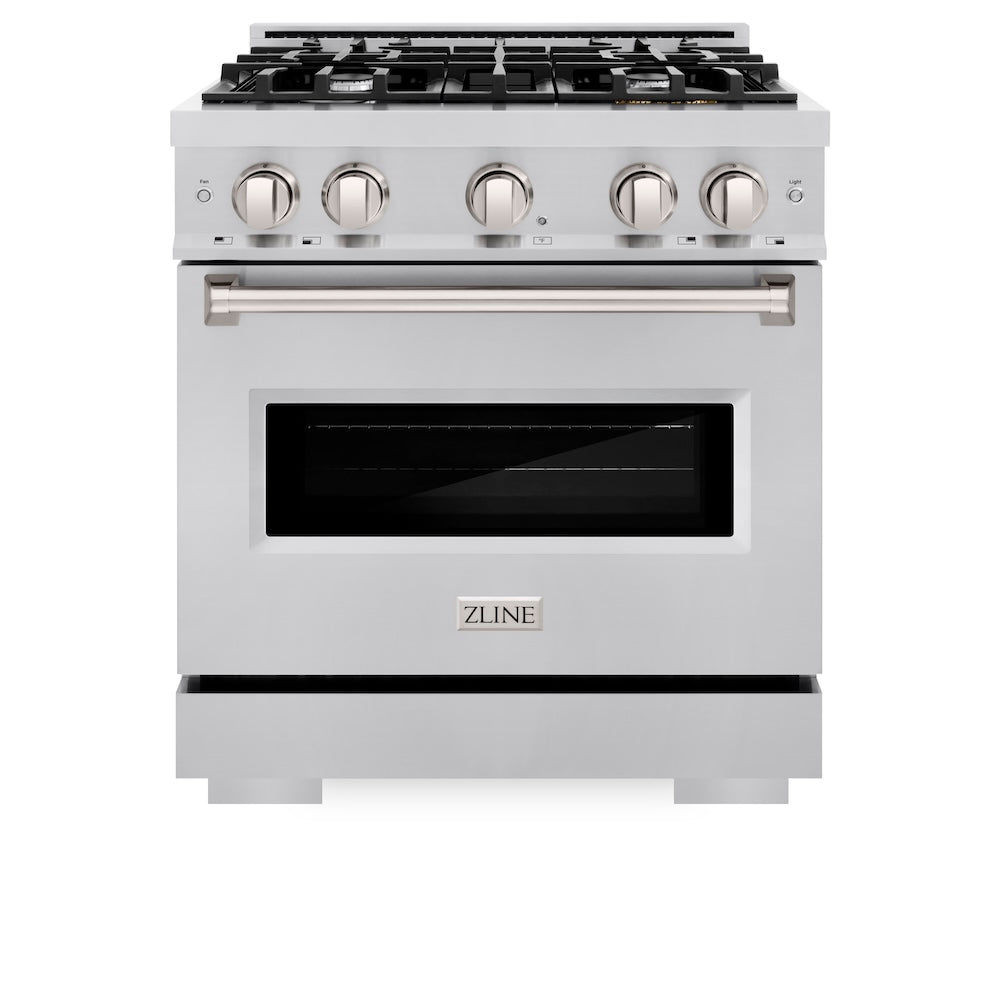 ZLINE 30 in. 4.2 cu. ft. Classic Gas Range with 4 Burner Cooktop and Convection Gas Oven in Stainless Steel, Open Box-Excellent Condition