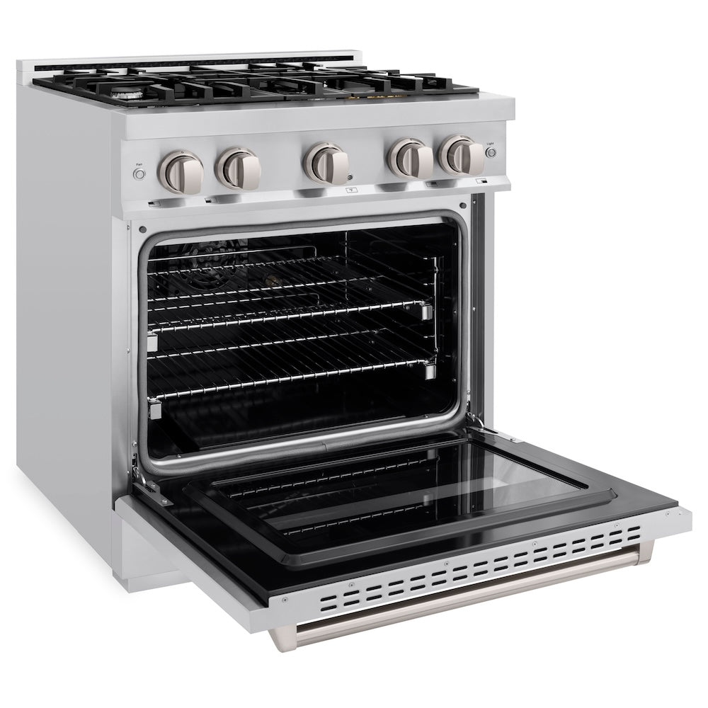 ZLINE 30 in. 4.2 cu. ft. Classic Gas Range with 4 Burner Cooktop and Convection Gas Oven in Stainless Steel, Open Box-Excellent Condition