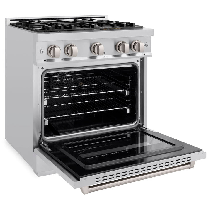 ZLINE 30 in. 4.2 cu. ft. Classic Gas Range with 4 Burner Cooktop and Convection Gas Oven in Stainless Steel, Open Box-Excellent Condition