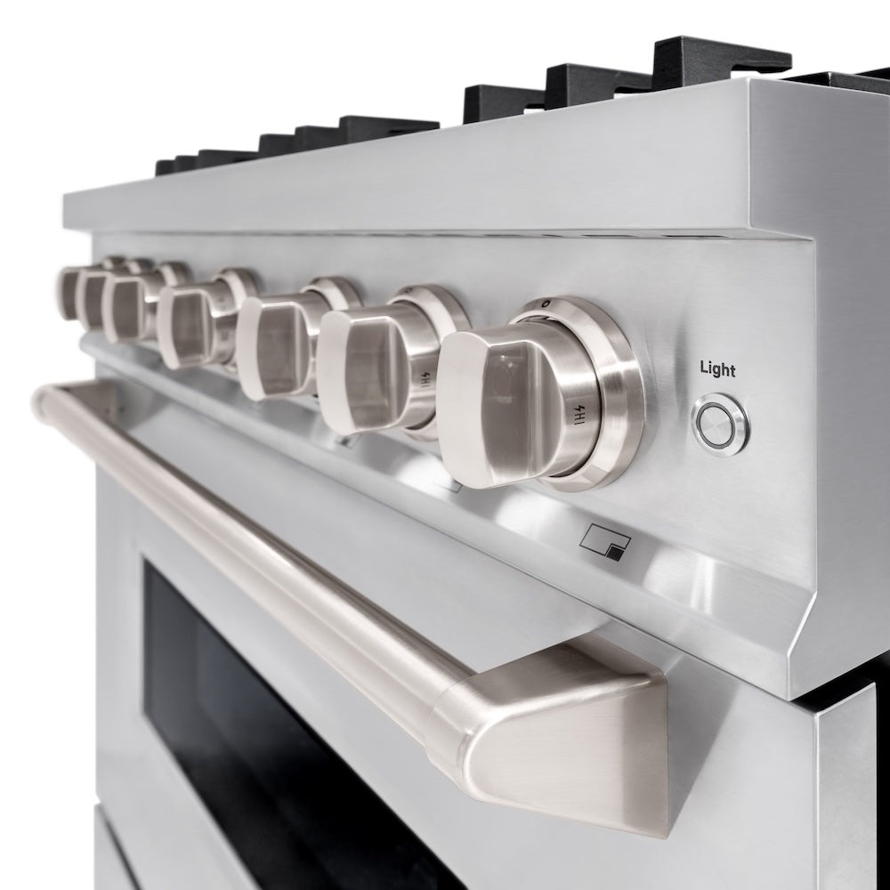 ZLINE 36 in. 5.2 cu. ft. Classic Gas Range with 6 Burner Cooktop and Convection Gas Oven in Stainless Steel, Open Box-Excellent Condition