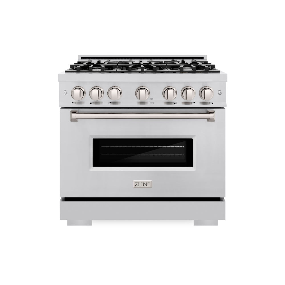ZLINE 36 in. 5.2 cu. ft. Classic Gas Range with 6 Burner Cooktop and Convection Gas Oven in Stainless Steel, Open Box-Excellent Condition