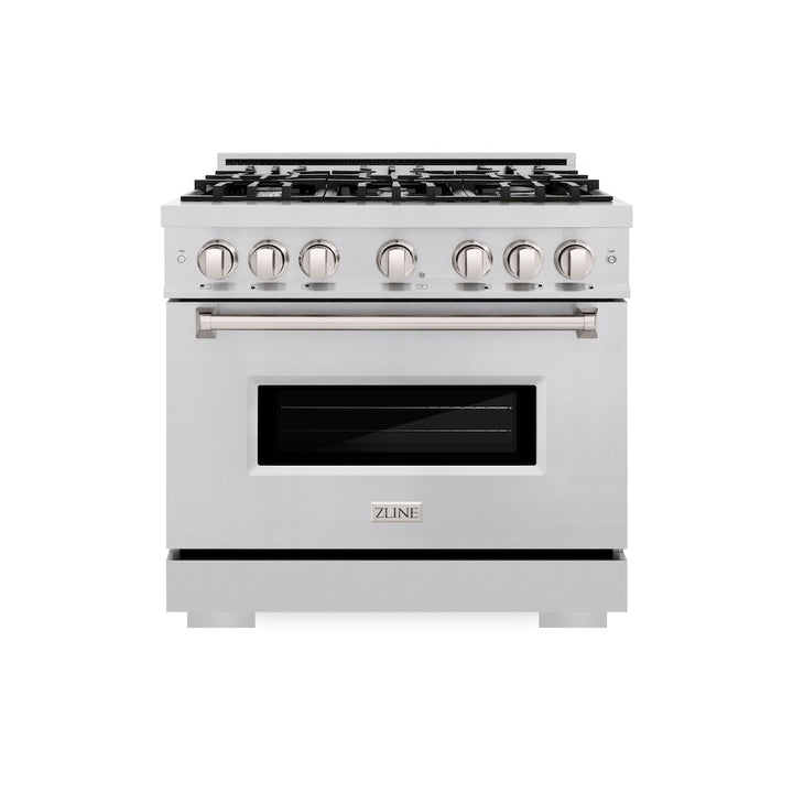 ZLINE 36 in. 5.2 cu. ft. Classic Gas Range with 6 Burner Cooktop and Convection Gas Oven in Stainless Steel, Open Box-Excellent Condition