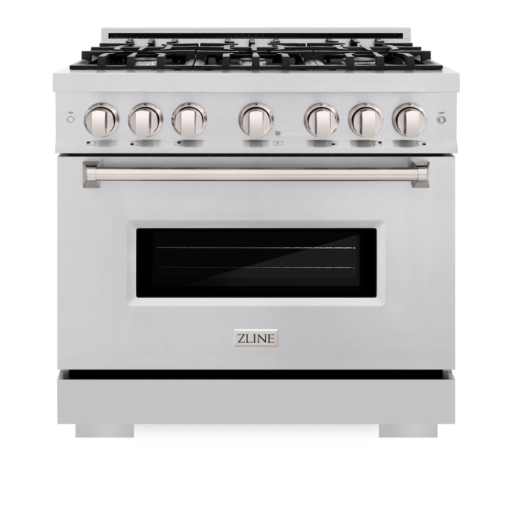 ZLINE 36 in. 5.2 cu. ft. Classic Gas Range with 6 Burner Cooktop and Convection Gas Oven in Stainless Steel, Open Box-Excellent Condition