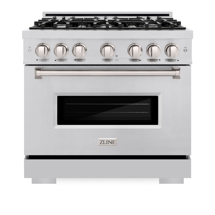 ZLINE 36 in. 5.2 cu. ft. Classic Gas Range with 6 Burner Cooktop and Convection Gas Oven in Stainless Steel, Open Box-Excellent Condition