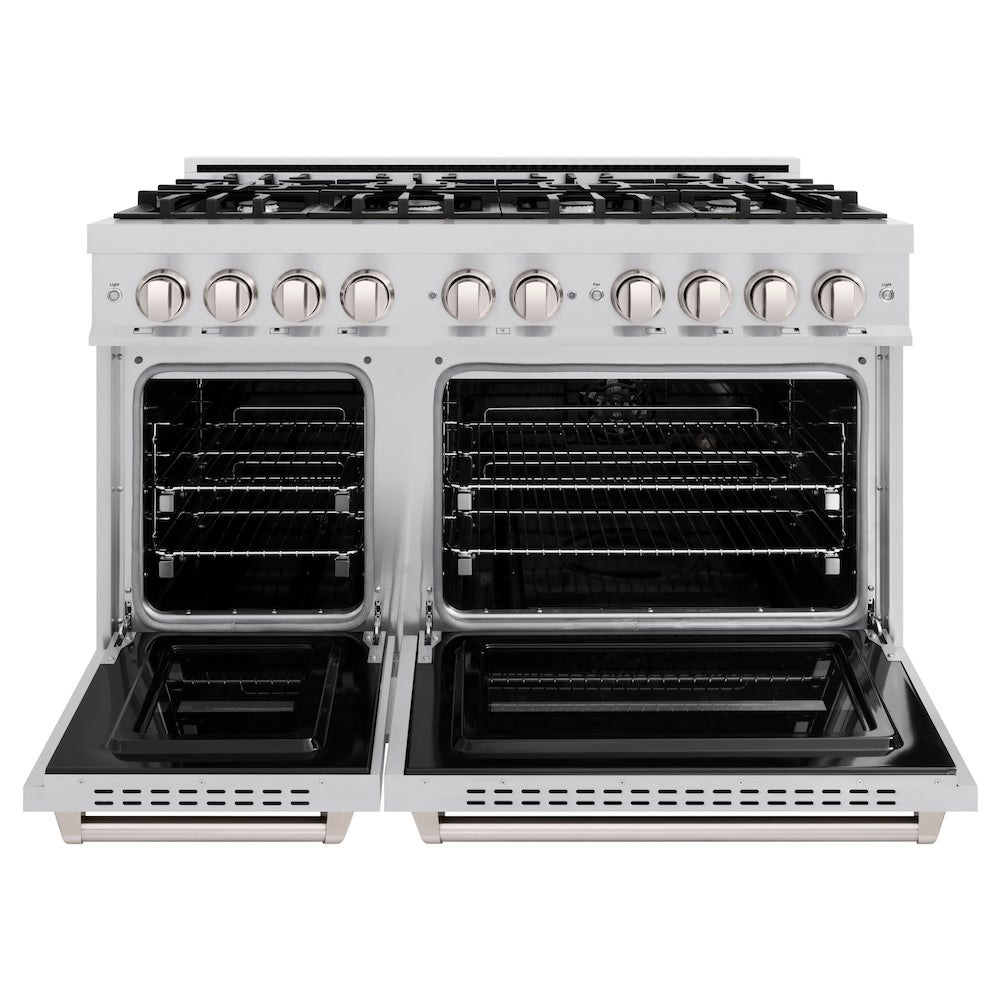ZLINE 48 in. 6.7 cu. ft. Classic Double Oven Gas Range with 8 Burner Cooktop in Stainless Steel, Open Box-Excellent Condition