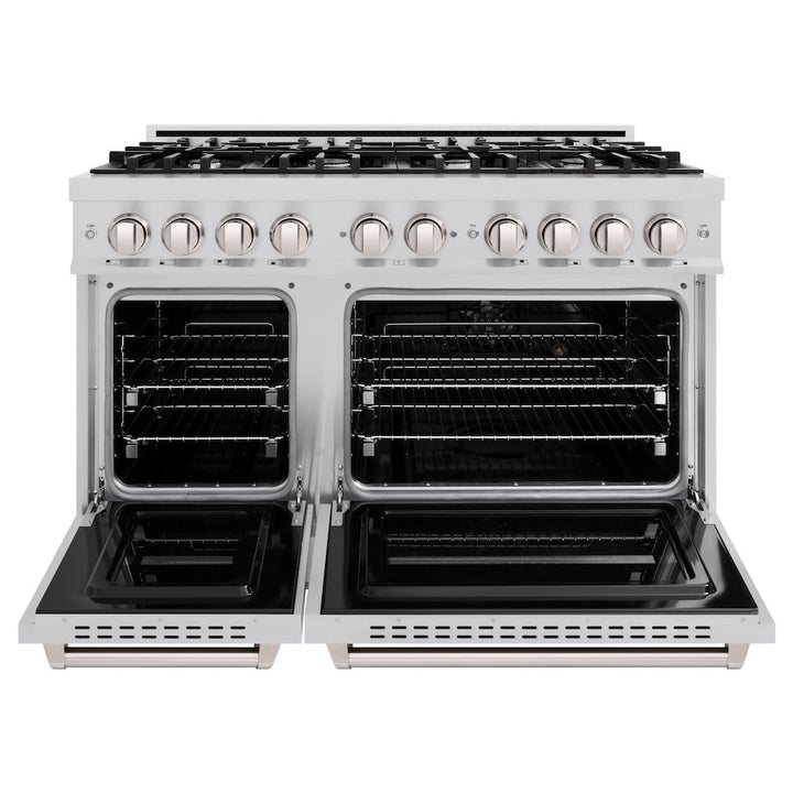 ZLINE 48 in. 6.7 cu. ft. Classic Double Oven Gas Range with 8 Burner Cooktop in Stainless Steel, Open Box-Excellent Condition