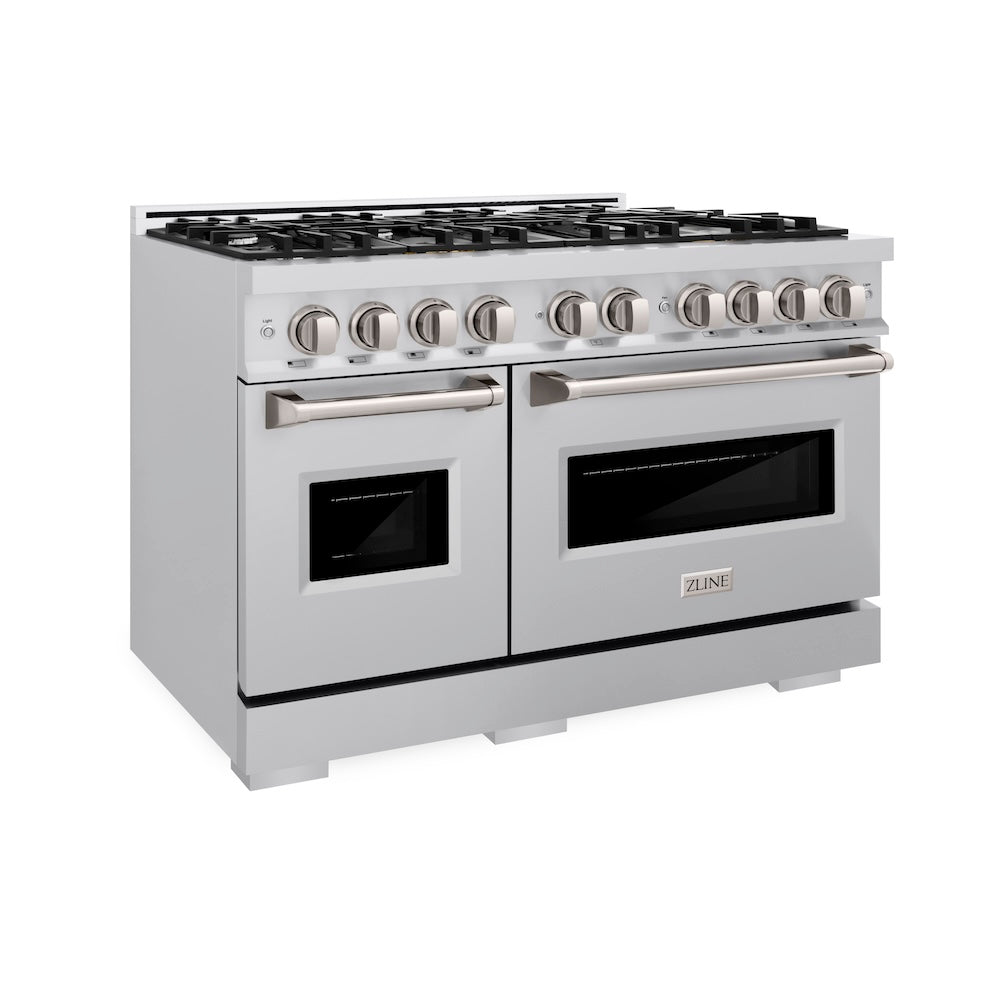 ZLINE 48 in. 6.7 cu. ft. Classic Double Oven Gas Range with 8 Burner Cooktop in Stainless Steel, Open Box-Excellent Condition