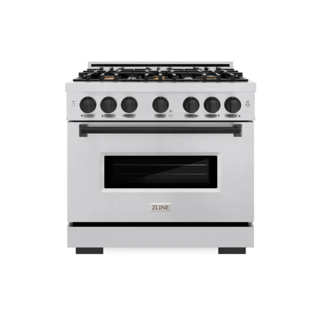 ZLINE Autograph Edition Classic Gas Range with Convection Gas Oven in Stainless Steel and Matte Black Accents
