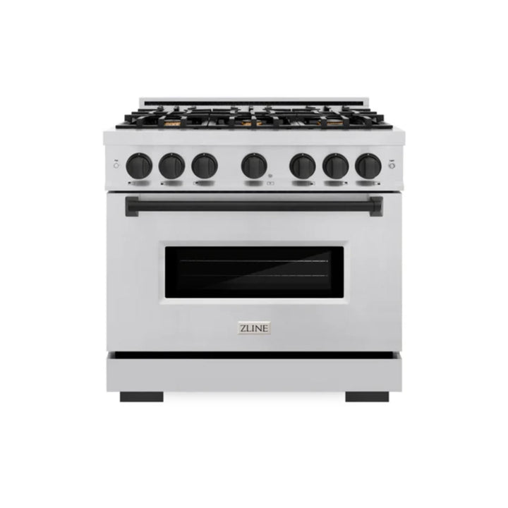 ZLINE Autograph Edition Classic Gas Range with Convection Gas Oven in Stainless Steel and Matte Black Accents