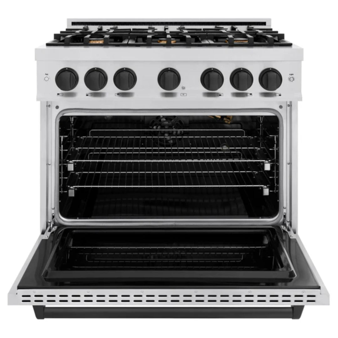 ZLINE Autograph Edition Classic Gas Range with Convection Gas Oven in Stainless Steel and Matte Black Accents