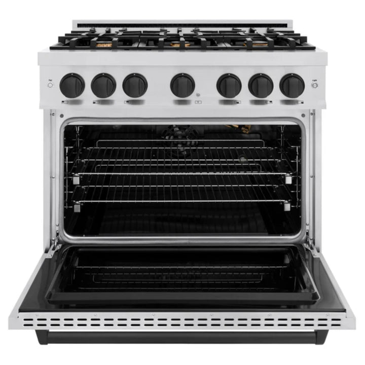 ZLINE Autograph Edition Classic Gas Range with Convection Gas Oven in Stainless Steel and Matte Black Accents