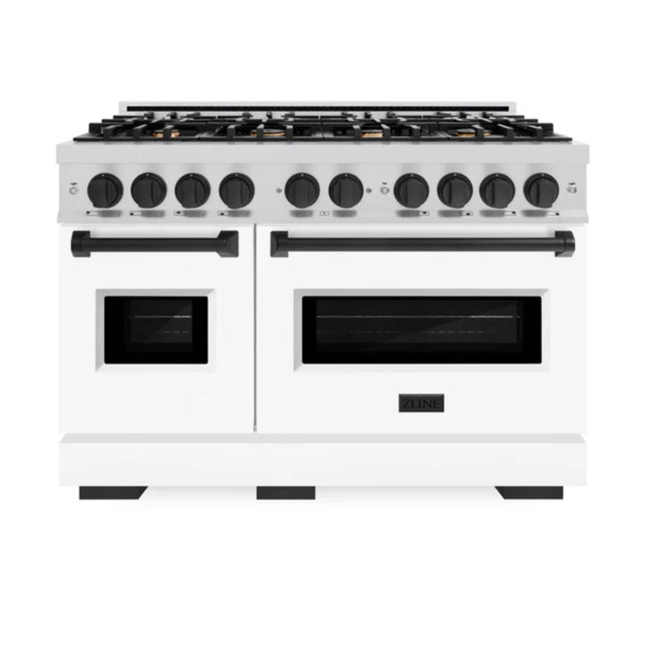ZLINE Autograph Edition Classic Gas Range with Convection Gas Oven in Stainless Steel with White Matte Door and Matte Black Accents