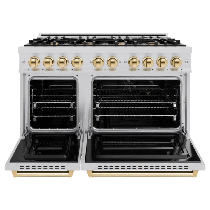 ZLINE Autograph Edition Classic Gas Range with Convection Gas Oven in Stainless Steel and Polished Gold Accents