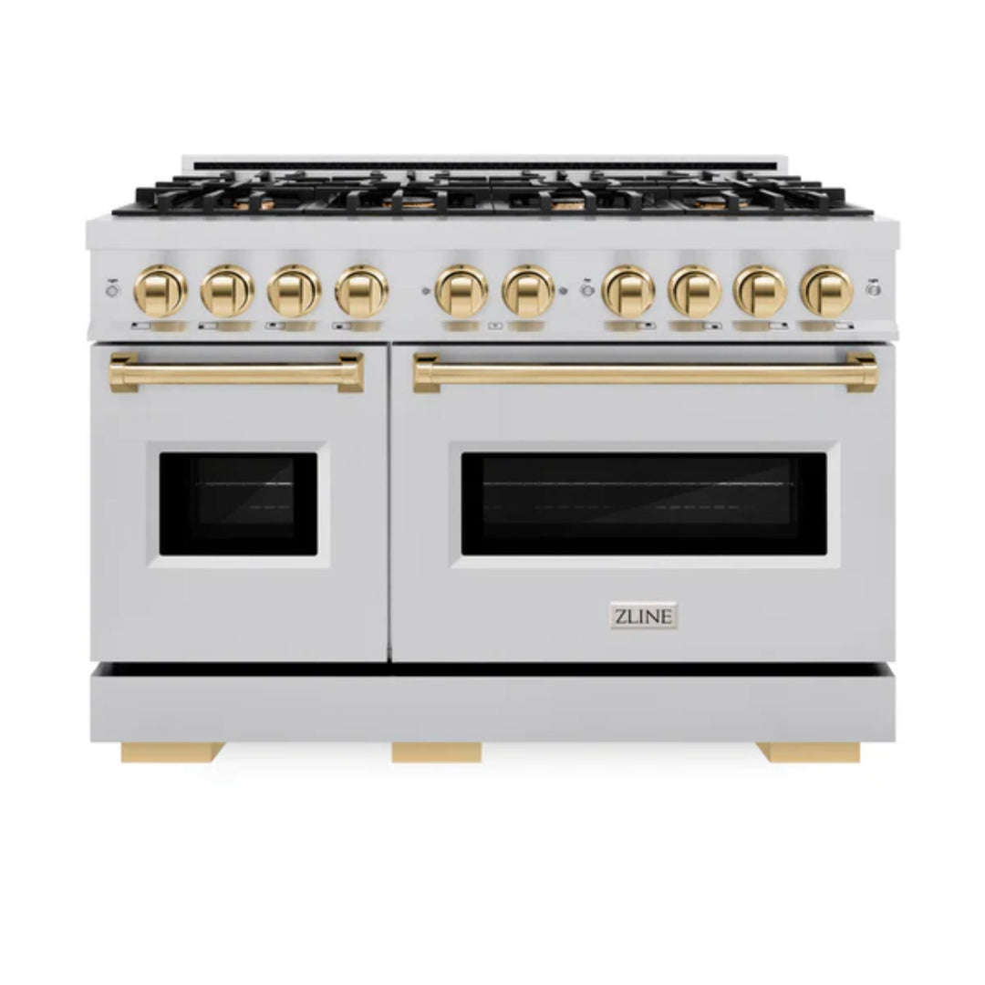 ZLINE Autograph Edition Classic Gas Range with Convection Gas Oven in Stainless Steel and Polished Gold Accents
