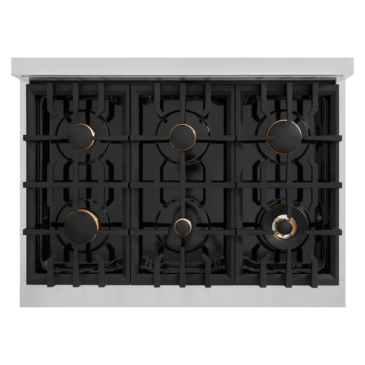 ZLINE Autograph Edition Legacy Gas Rangetops in Stainless Steel with Polished Gold Accents