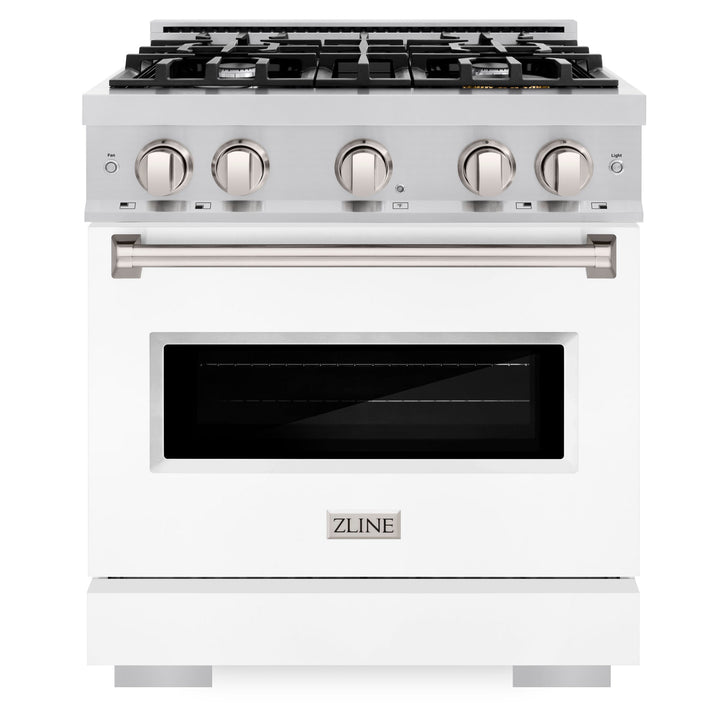 ZLINE 30" 4.2 cu. ft. Classic Dual Fuel Range with 4 Burners in Stainless Steel with White Matte Door, CDR-WM-30